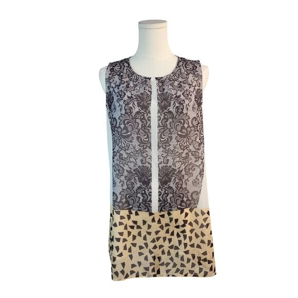 CAbi #938 Small Rosewater & White Ladylike Sheer Top Paisley & Geometric Design - Picture 3 of 15